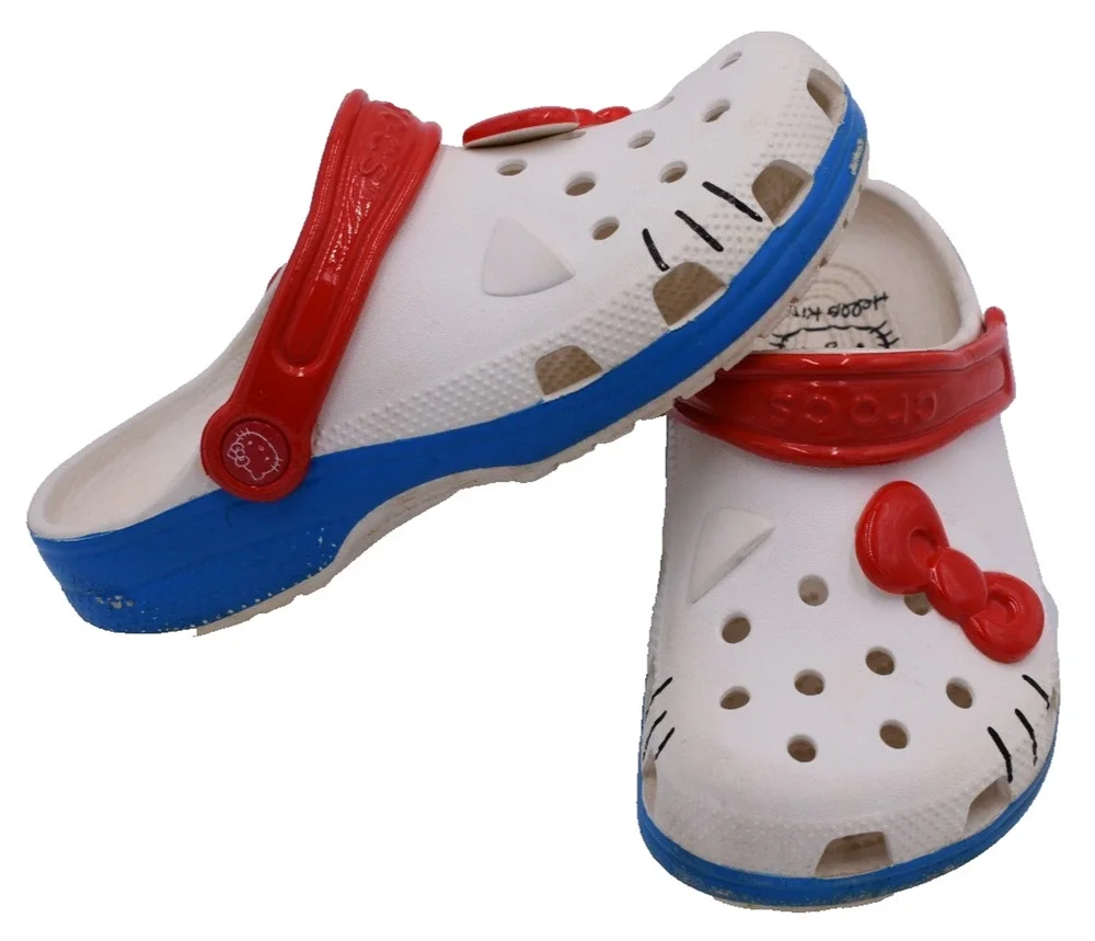 Crocs Hello Kitty Classic Clogs 50th Anniversary Red White Blue Youth Big Kid J2